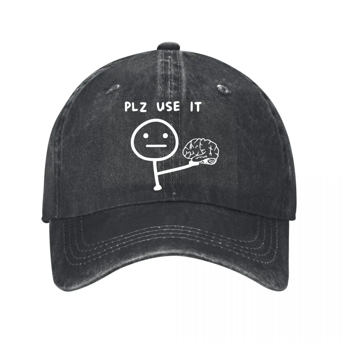 Please Use Brain Smiley Brain Illustration New Vintage Washed Cotton Baseball Cap Sun Hats