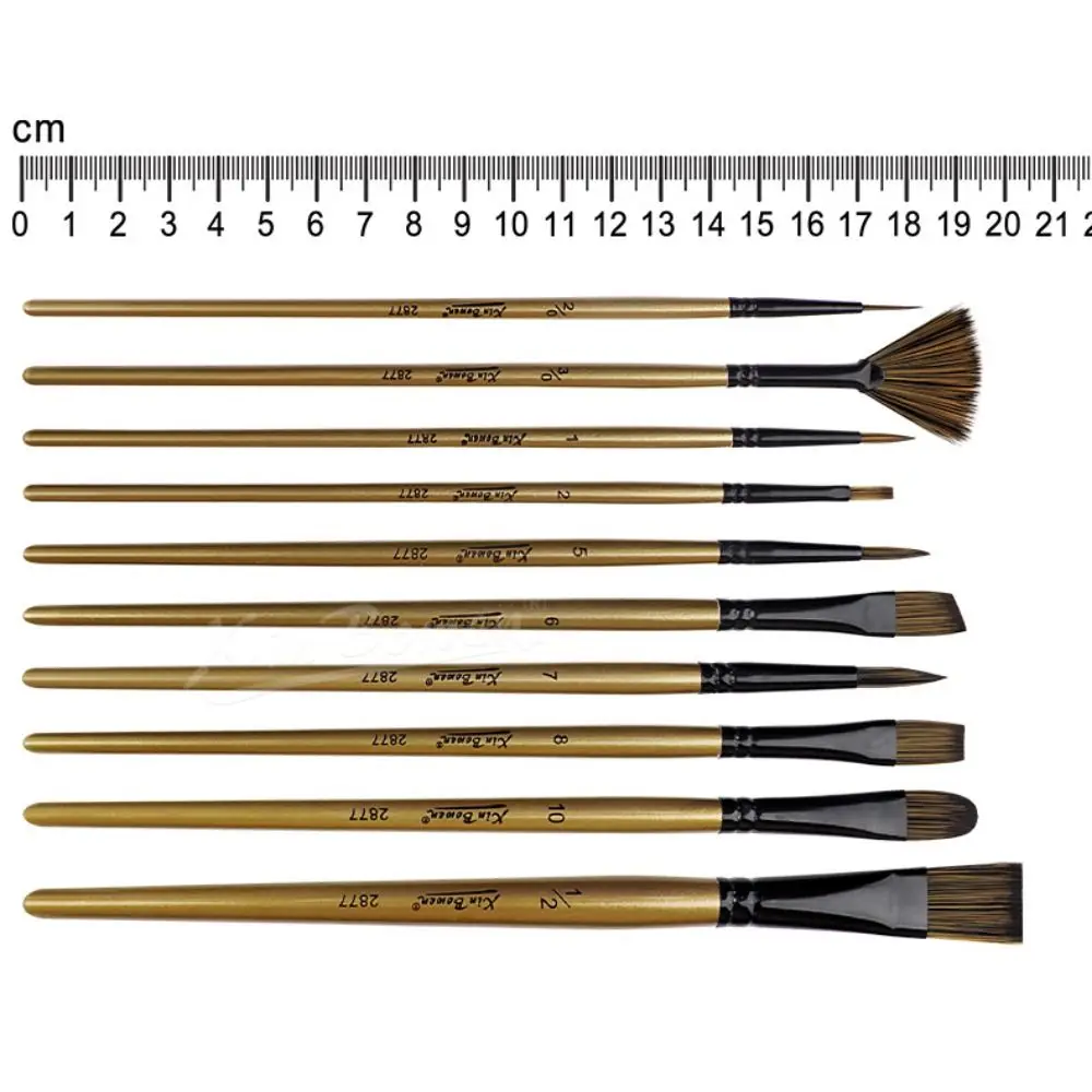 10Pcs Portable Wood Rod Watercolor Paint Brush Round, Filbert, Flat, Fan, Angular Nylon Bristles Brush Art Drawing Brush Gouache