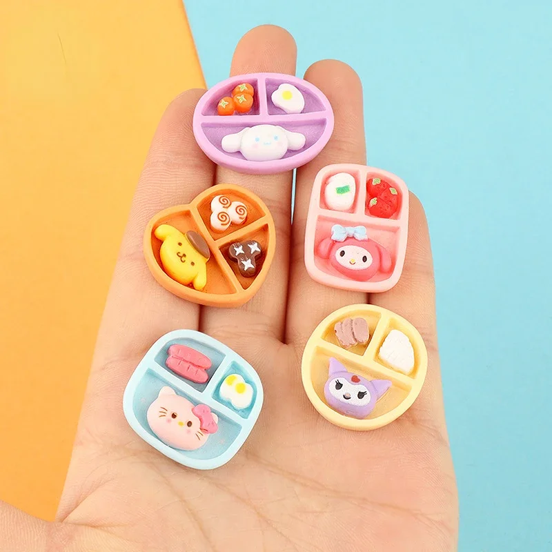 Mini Resin Sanrio Plates, Scrapbooking Material, Miniature Accessories Embellishments, Flatback Charms Supplies, DIY, Cartoon