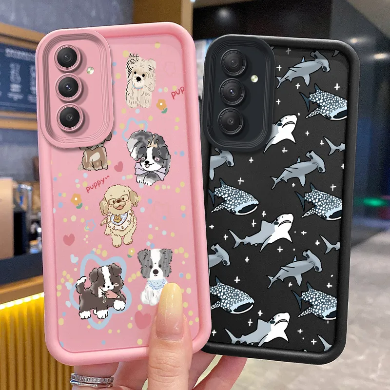 For Samsung Galaxy A54 A34 5G A24 Phone Case Shockproof Soft Silicone Cartoon Ocean Animals Turtle Camera Protection Back Cover