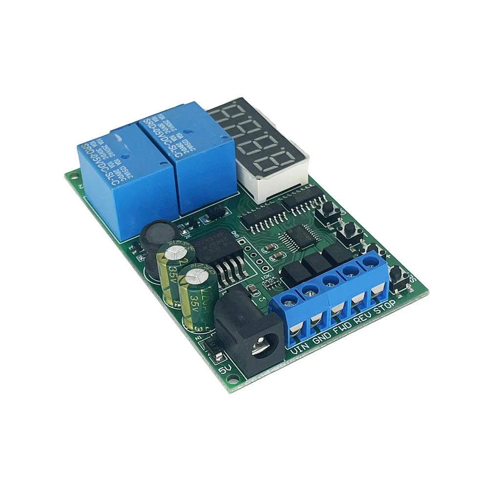 For Motor Forward Reverse Controller Relay Module for DC 5-24V For Motors with Adjustable Delay 0.1s-9999min and 3 Input Ports