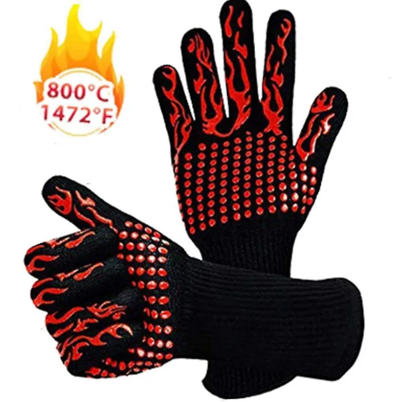 

2PCS Grill Heat Insulation Gloves High Temperature Resistance 800℃ Glove Baking Barbecue Microwave Oven Gloves