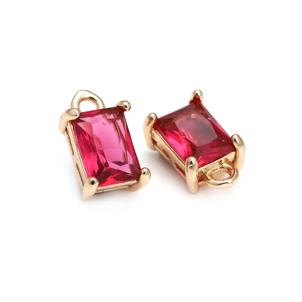 10PCS 10.5x6.5MM High Quality Champagne Gold Color Brass and Zircon Rectangle Charms Pendants Jewelry Making Diy Accessories