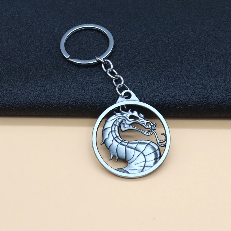 Fashion Vintage Charm Game Mortal Kombat Keychain Dragon Totem Alloy Keyring Holder Gift For Men Car Key Accessories