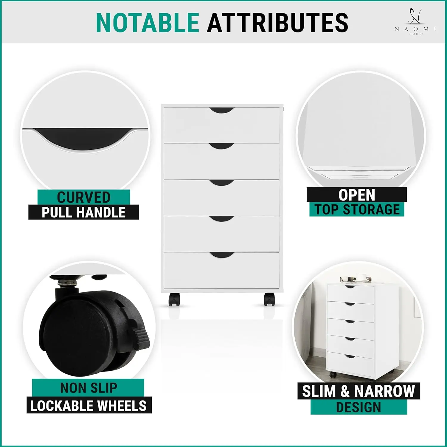 خزائن ملفات المكتب المنزلي من Naomi، خزائن الملفات الخشبية للمنزل والمكتب، خزانة الملفات الجانبية، خزانة الملفات الخشبية، خزانة الملفات المتنقلة #3