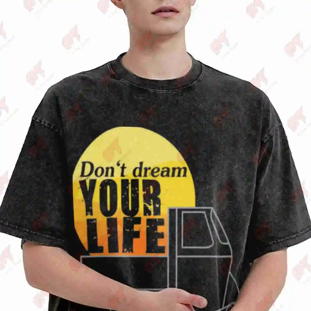 Ape50 Don't Dream Your Life Drive Truck Vintage Washed Tee Pure Cotton T-Shirt