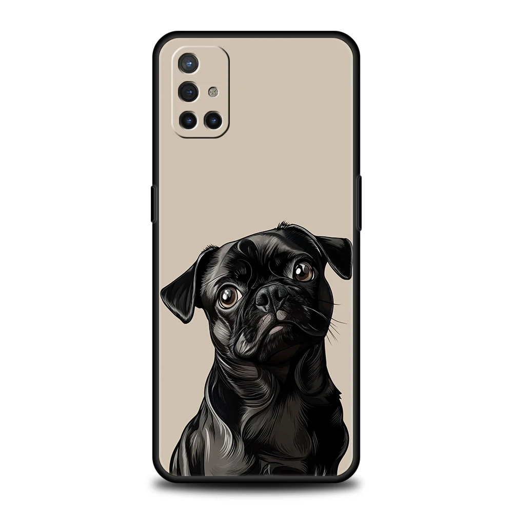 Чехол для телефона OnePlus 13 12 11 10 9 Pro 9T 13R 12R 10R 9R 9RT 10T 8T 8 Nord 2T CE 2 3 5G N200 N30 Мягкий чехол Черный Мопс крупным планом