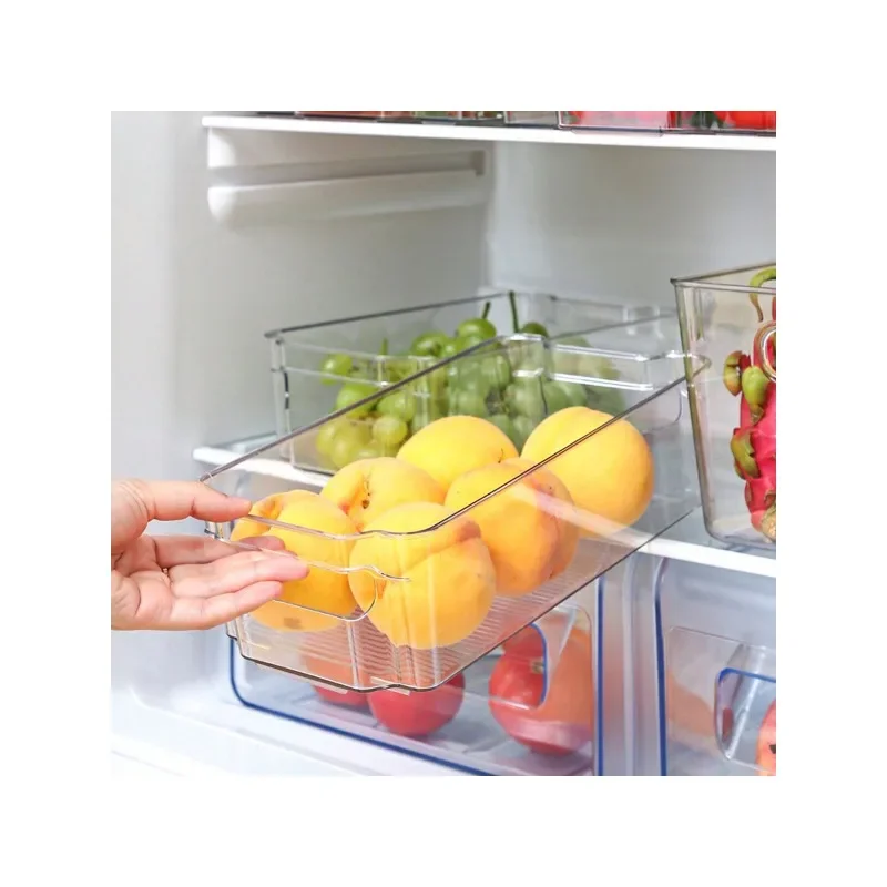 1pc Fridge Organizer, Clear Plastic Bins For Food Storage In Refrigerator Or Freezer, Kitchen, Pantry Reusable Container