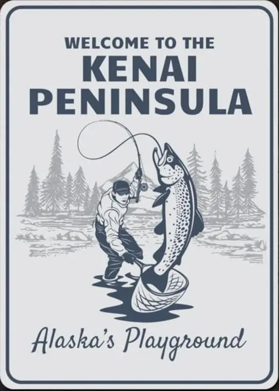 Kenai Peninsula Sign, Fish Salmon Signs, Salmon Decor, Alaskan Sign, Alaska Signs, Outdoors House Decor, Sign, Quality Meta sign