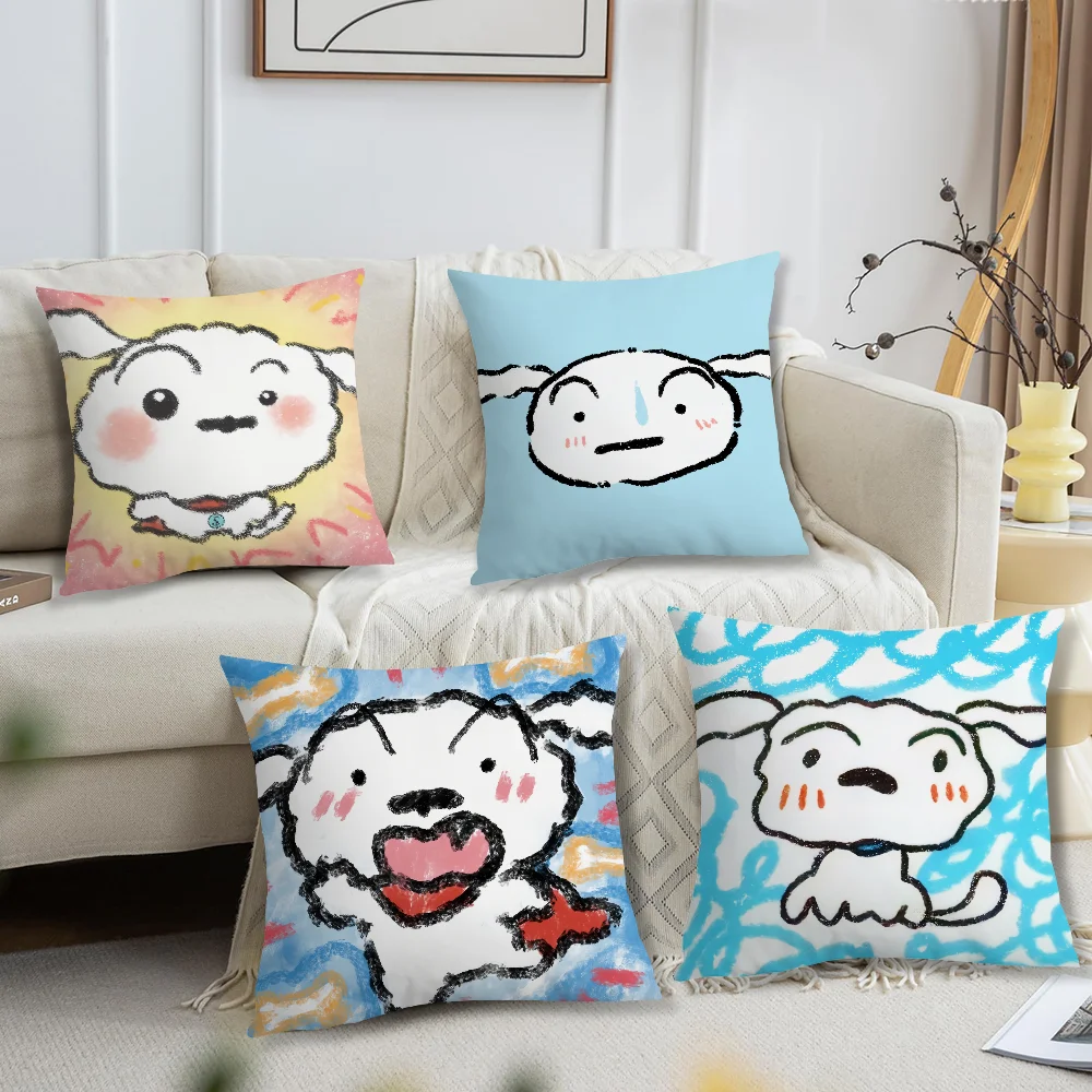 Funda de cojín bonita de dibujos animados C-Crayon S-Shin-chan Nohara Shiro, cabecero para sala de estar, oficina, dormitorio, sofá, funda de almohada para tiempo de siesta