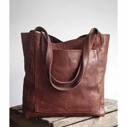 NEW Fashion Oversized Tote for Women Handbag Large Shoulder Vintage Style Solid Color Soft PU Leather Purses Casula Brown Bag