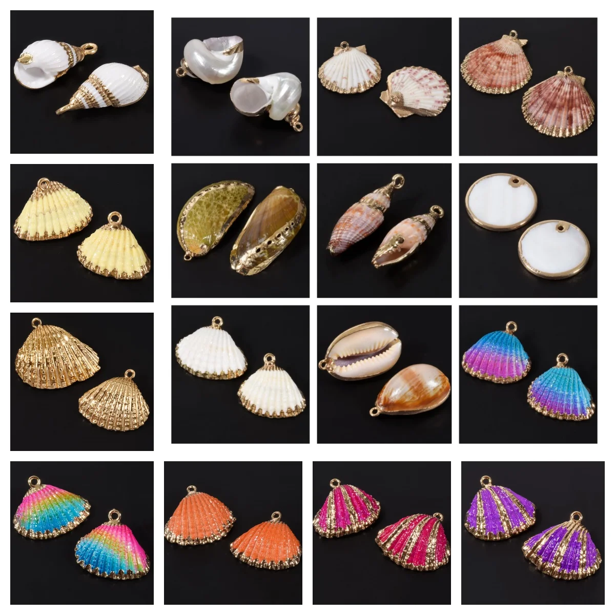 

3Pcs High Quality Colored Shell Conch Clam Design Charms Pendants DIY For Jeweley Making Supplies Necklace Keychain Accessories