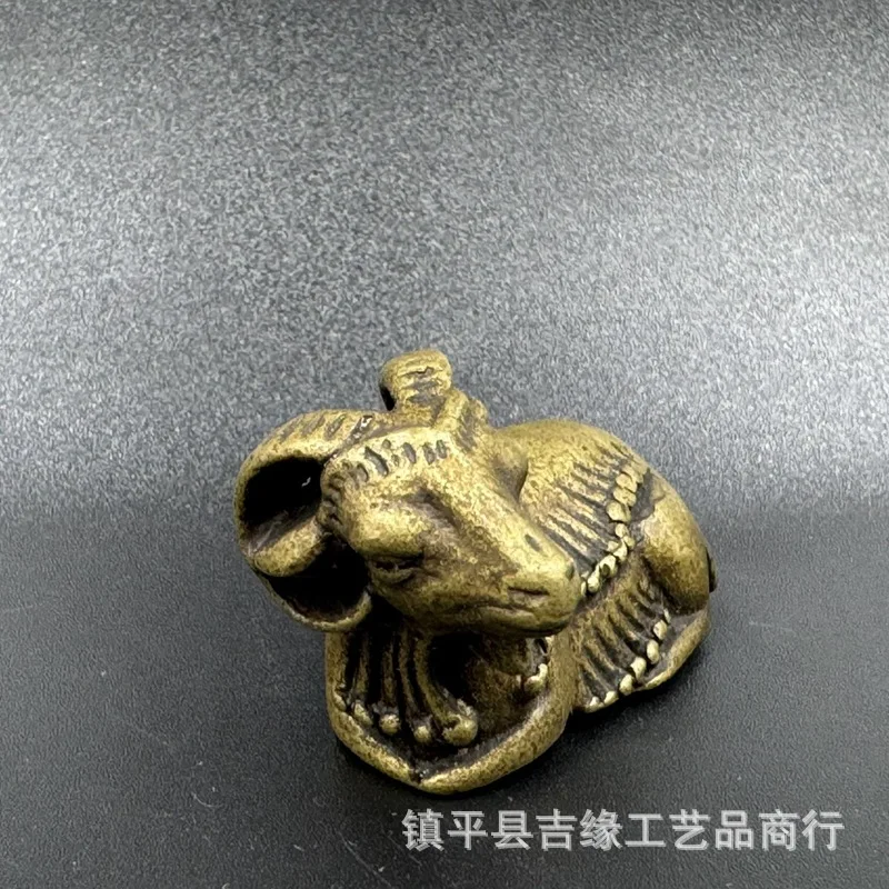 Wholesale Two Pieces Price Yellow Goat Home Chinese Zodiac Sign of Sheep Office Desktop Stall Supply Antique Pure Copper