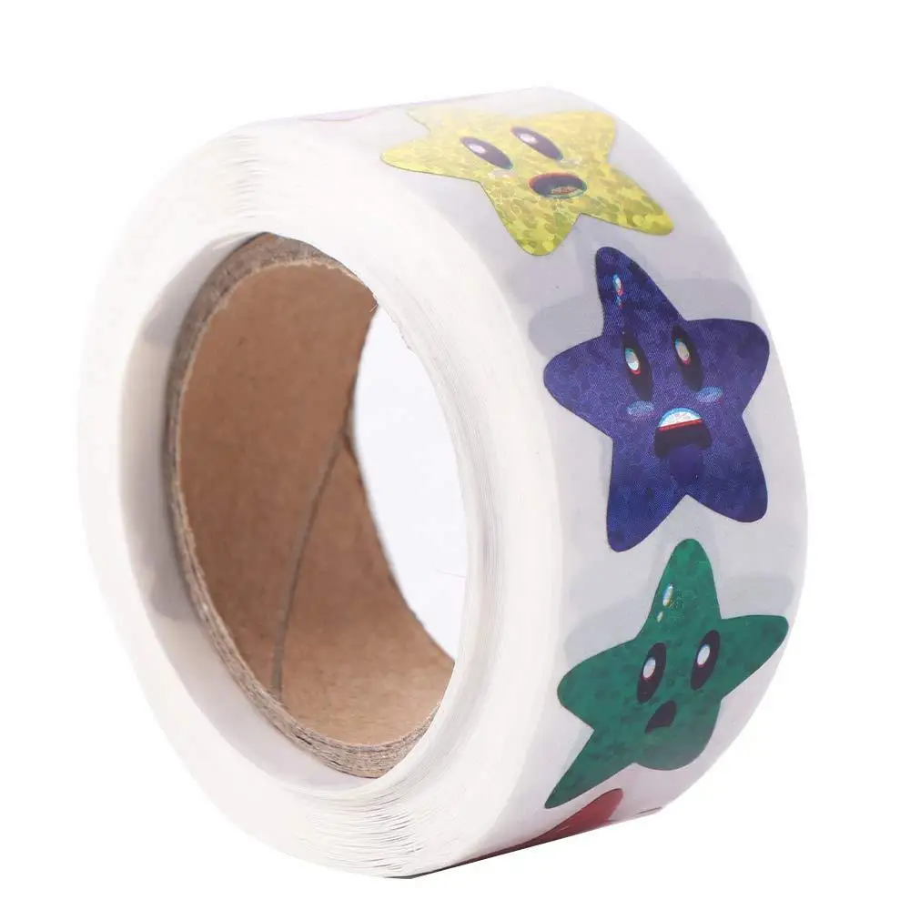 500pcs/roll Self-adhesive Colorful Glitter Star Stickers Vibrant Sealing Stickers Decorative Stickers Party Decor Labels