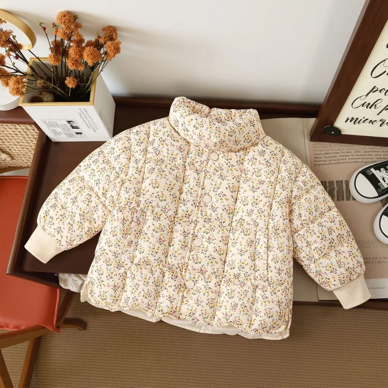 Girls Cotton-padded Coats 2025 Winter Floral Jacket for Kids Thicken Warm Children Parkas Toddler Ouaterwear Baby Down Outfits view 2