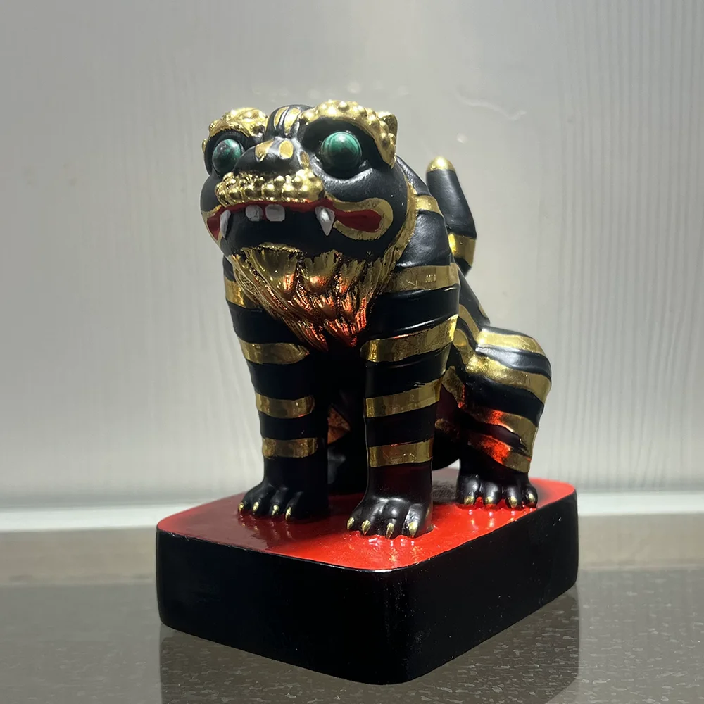 Tiger God Statue, Camphor Wood Hand-Carved Hu Ye Figurine, Marshal Under the Altar Polychrome Sculpture for Home Altar, Taiwan F