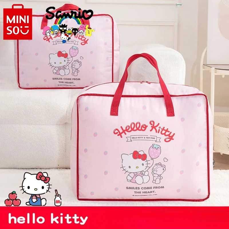 HelloKitty-Sac de rangement familial, sac à bagages de déménagement, sac de rangement de couette de dessin animé, grande capacité, à la mode, haute qualité, nouveau, 2025