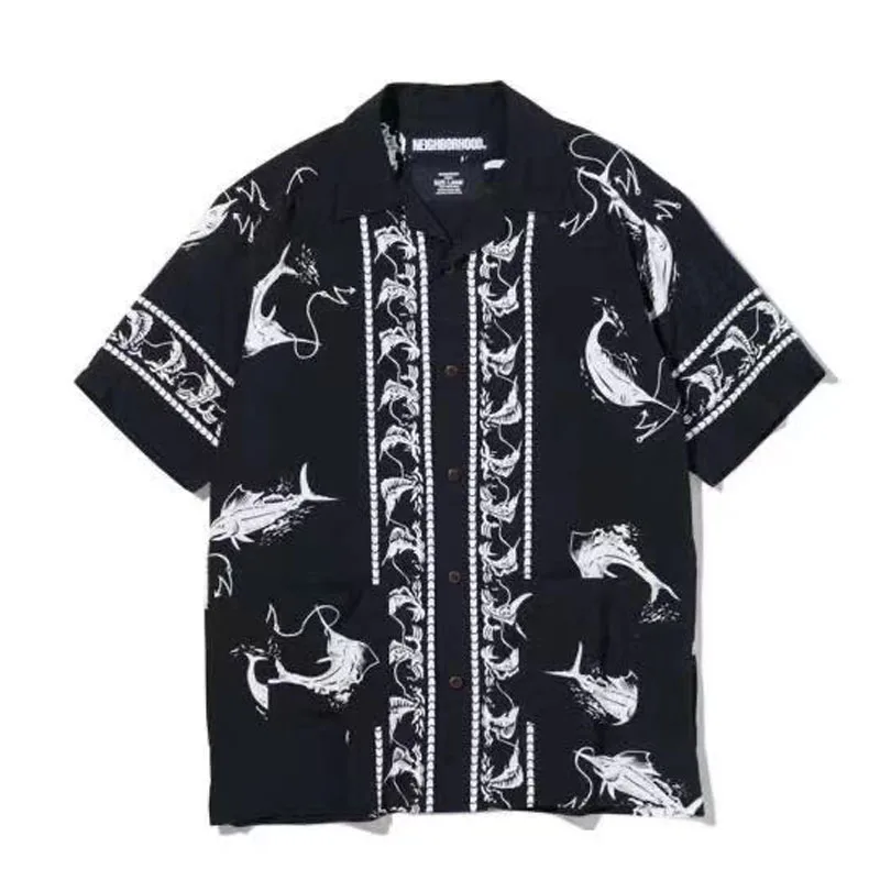 

New Arrival Neighborhood 21ss Swordfish Short Sleeved Cardigan Loose Hawaiian Printed Shirts