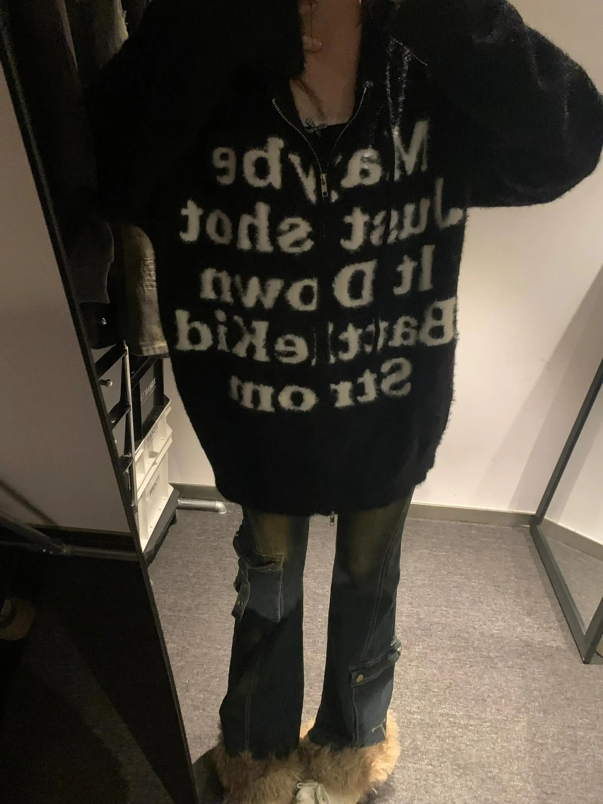 

Ретро американские лоскутные пушистые джинсы с микро-клеш, женские осенне-зимние сексуальные утягивающие длинные брюки с высокой талией