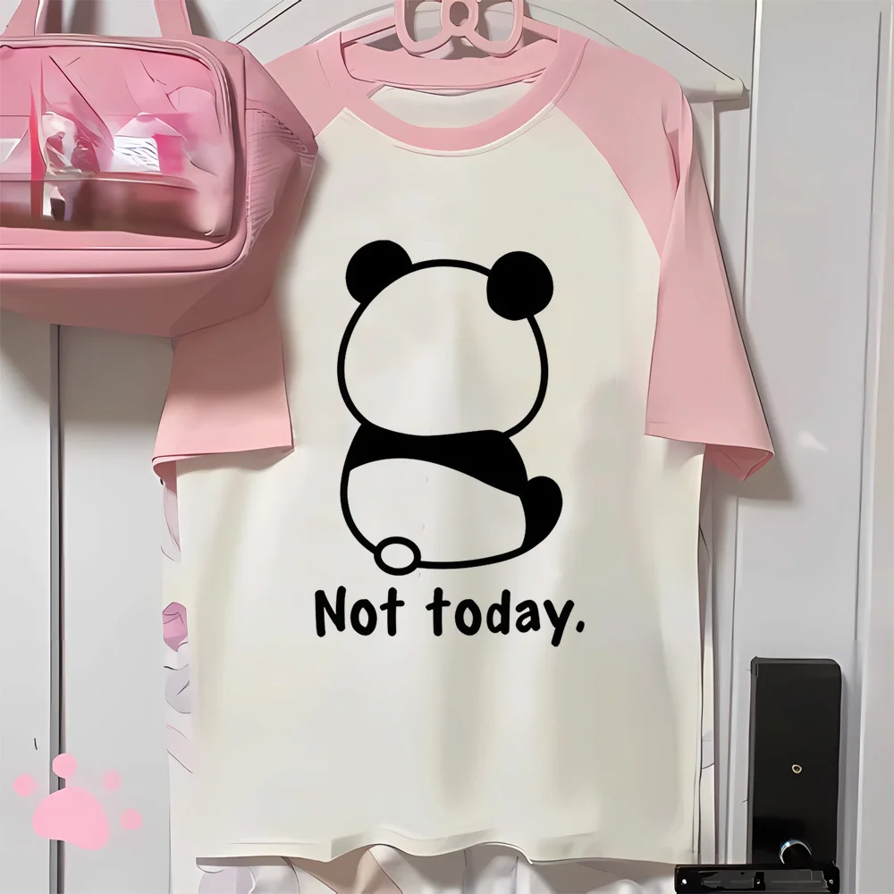 Panda tshirt women Y2K athleisure Tee girl Japanese anime harajuku clothes