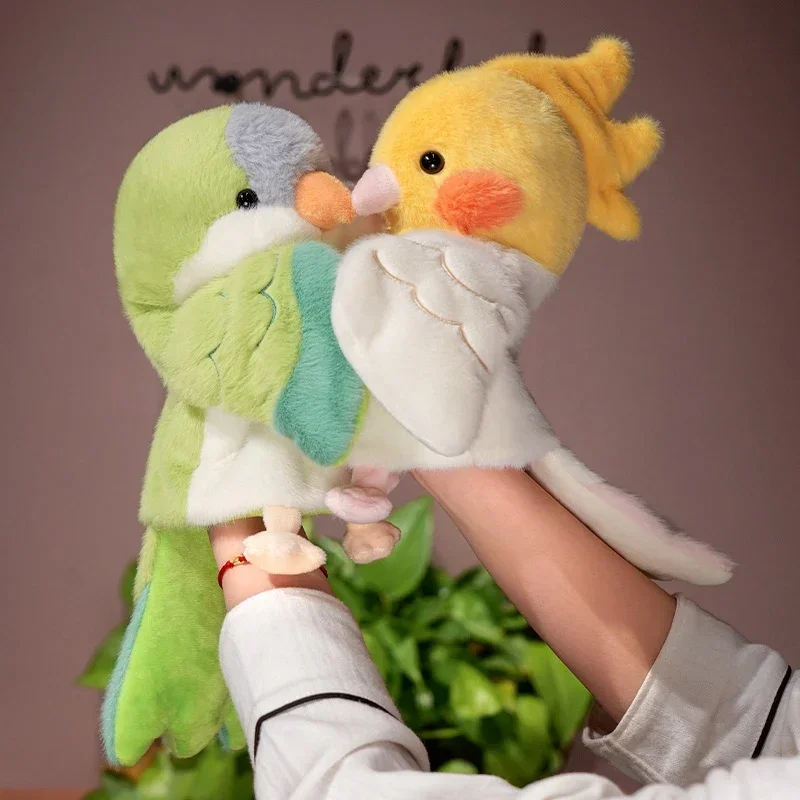 Bird Soft Stuffed Toy Doll Parrot Cosplay Plush Doll Educational Toys Kawaii Cockatiel/Budgerigar/Monk Parakeet Hand Puppet