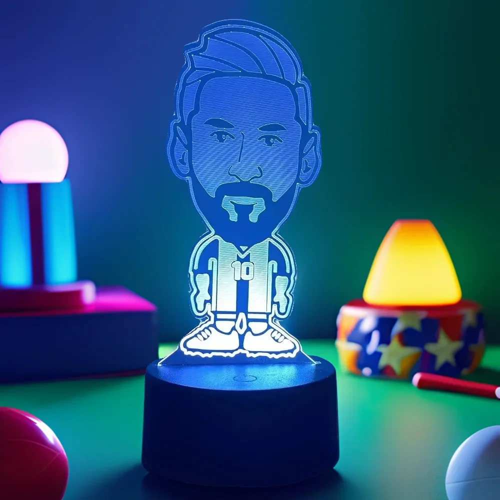 LED Night Light 3D Lamp Illusion Football Character Messi Smart Touch Child Nightlight Soccer Fans Room Decor Table Lamps Gifts