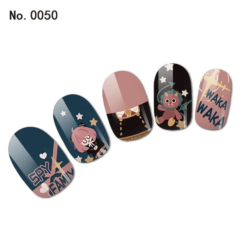 Yor Chibi Kawaii  Anya Forger Wakuwaku Nail Stickers Pink Anime Merch Otaku Nail Art Accessories Gel Uv Nail Decoration Decal