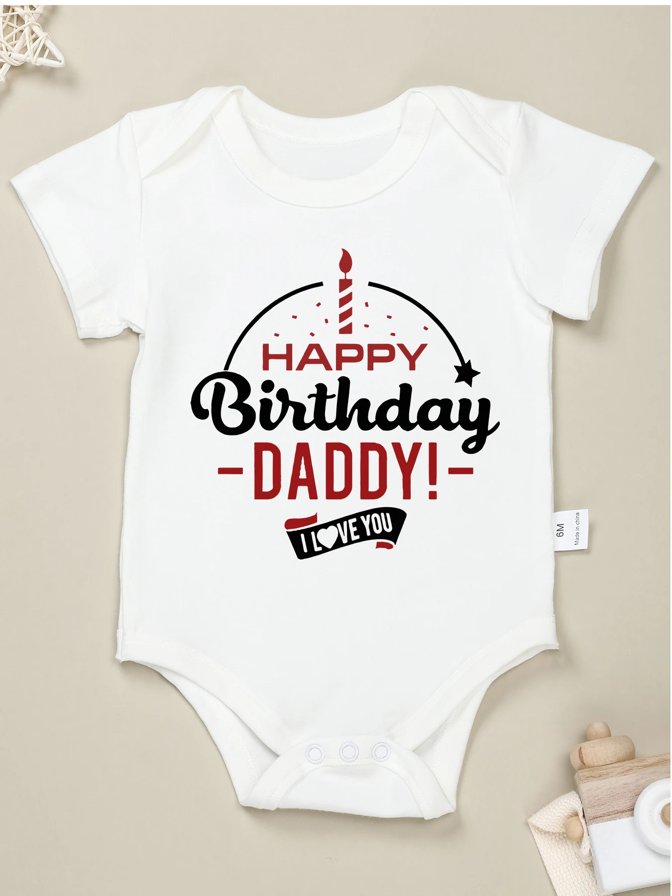 Happy Birthday Daddy! Print Baby Onesie Y2K Style Short Sleeve Comfy Summer New O Neck High Quality Hot 0-24m Newborn Bodysuit