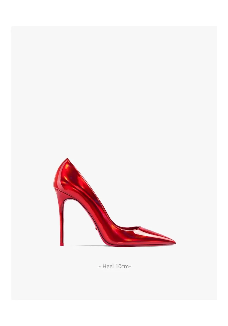 HLTINO femmes escarpins Sexy rouge en cuir véritable talon haut 4.7 pouces/12 cm talons aiguilles chaussures de fête de mariage mariée