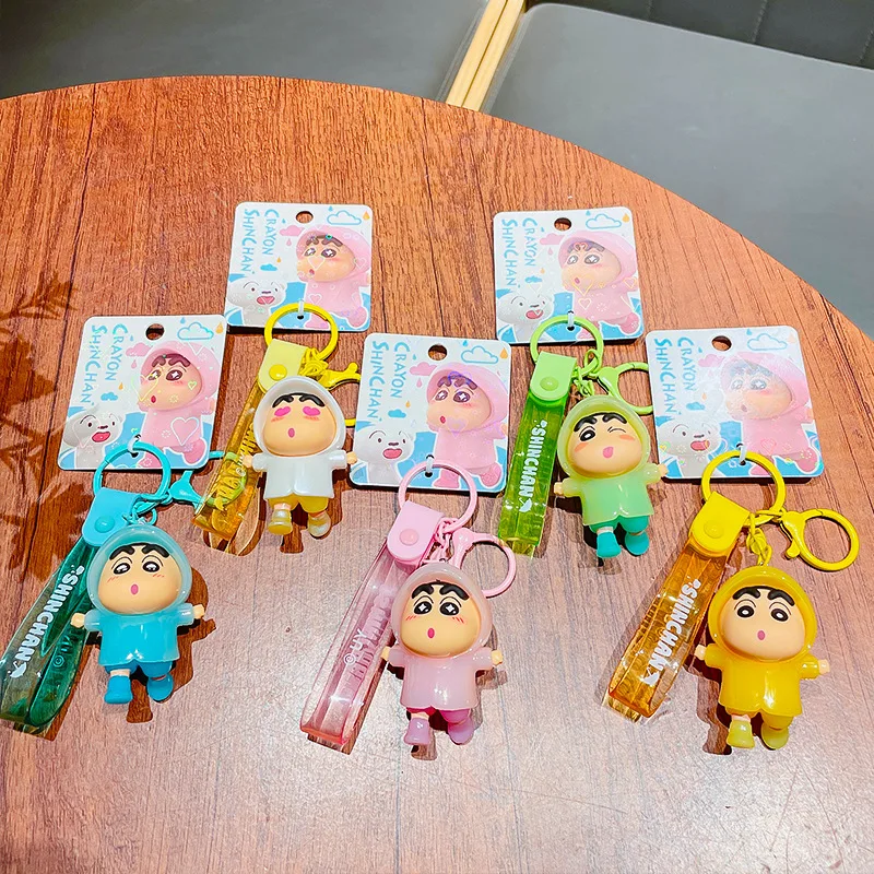 

Hot Sale Genuine Crayon Shin-chan Keychain Rainy Day Bag Charm Car Key Ring Couple Trinket Student Backpack Accessory
