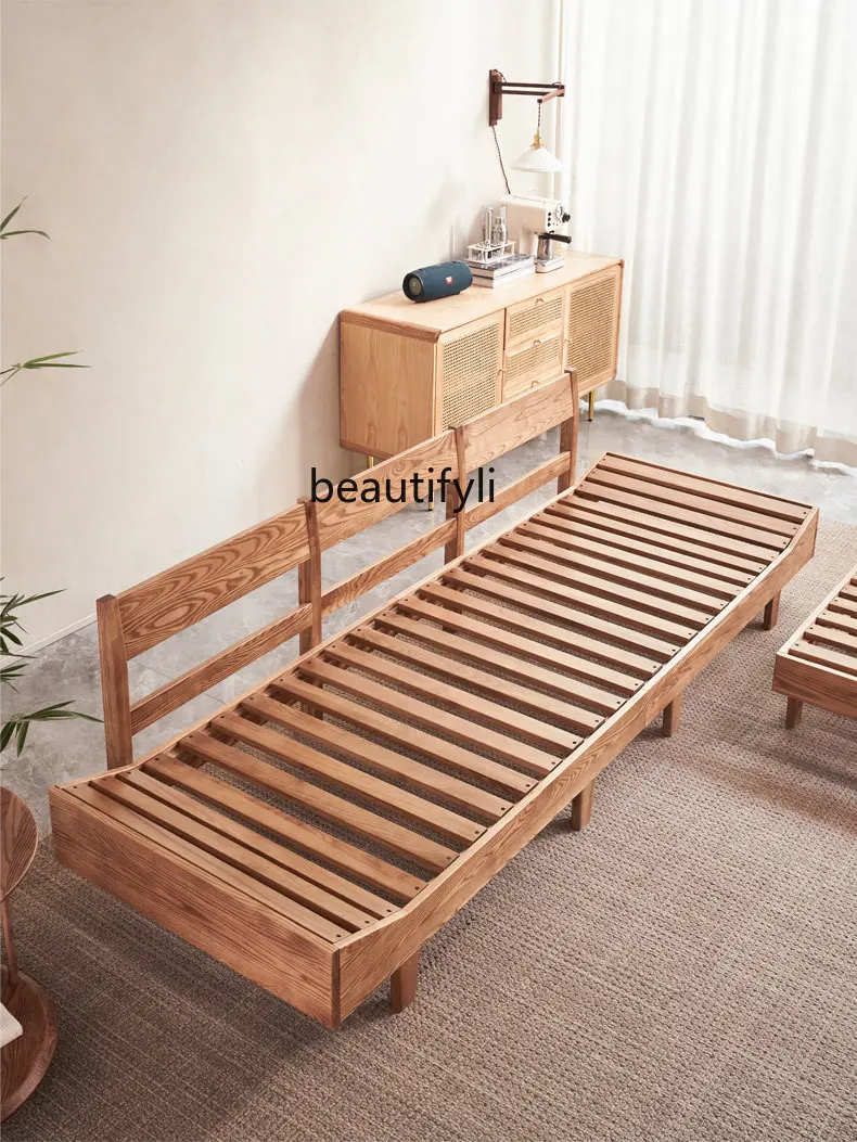 

Japanese-Style Log Sofa Simple Small Apartment Living Room Solid Wood Fabric Cloud Ash Sofa