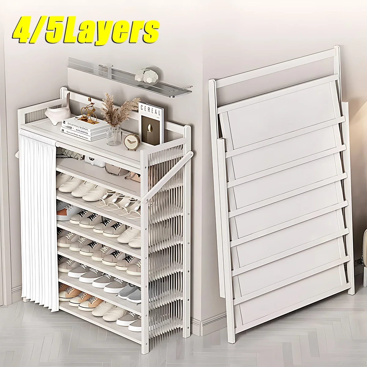 Folding Free Installation Shoe Rack Doorway Multi-layer Simple Foldable Acrylic Dustproof Storage Shoe Cabinet Storage Shelf