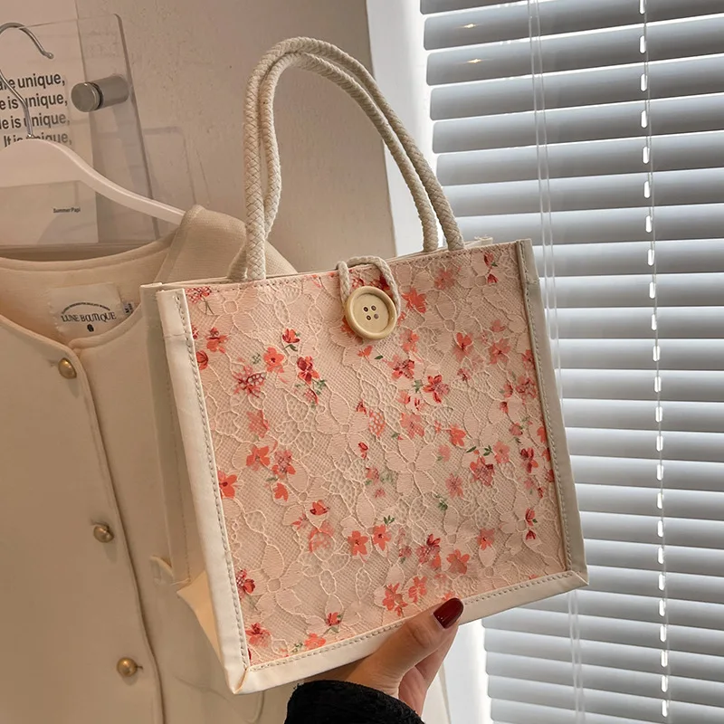 Mini Handbag for Women, Fashion Single Shoulder Tote Bag, Versatile Student Handheld Lunch Bento Bag Outdoor Daily Storage Pouch