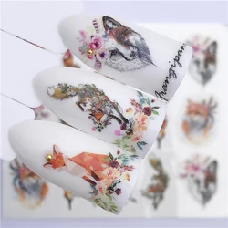 Nail Sticker Wolf Stickers Sliders For Nails Summer Full Nail Design Decorations Water Decals Animal Transfer Children's Slider