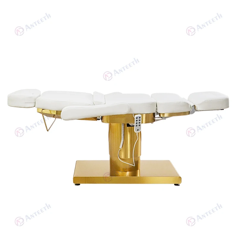 Anteeth Beauty Spa Table 3motors Customizable Color Lash Beauty Massage Bed Footrests Gold Base Top Massage Bed China Furniture