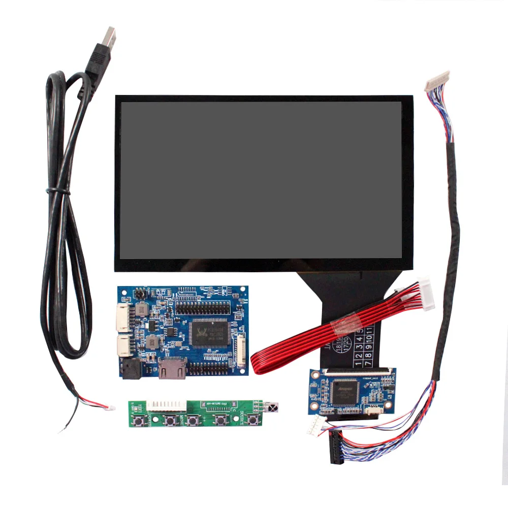 HD MI LCD Controller Board 7inch 1024x600 1000nit OutDoor Touch LCD Screen