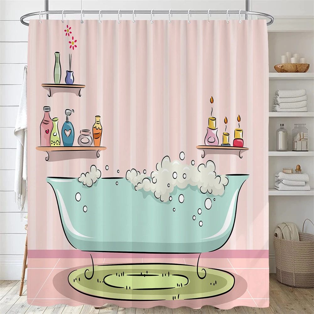 

Bathroom Modern Shower Curtain Minimalist Art Polyester Fabric Bath Curtain Home Decoration Waterproof Shower Curtain with Hooks