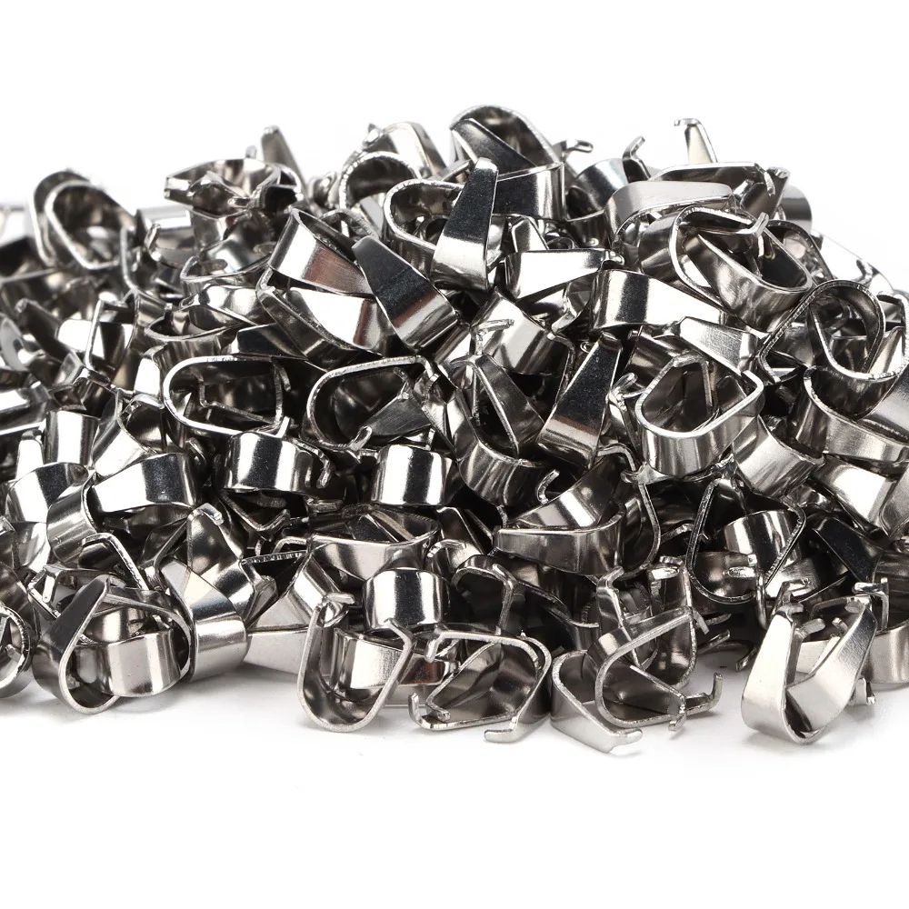500pcs Jewelry Tools Stainless Steel Pinch Clips Silver Snap Open Bail Clasp Exquisite Pendant Clasps Jewelry Findings