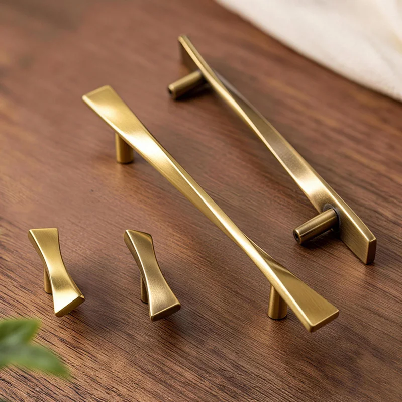 French Style Gold Bronze Brass Cabinet Wardrobe Handle Furniture Door Pulls Drawer T Bar