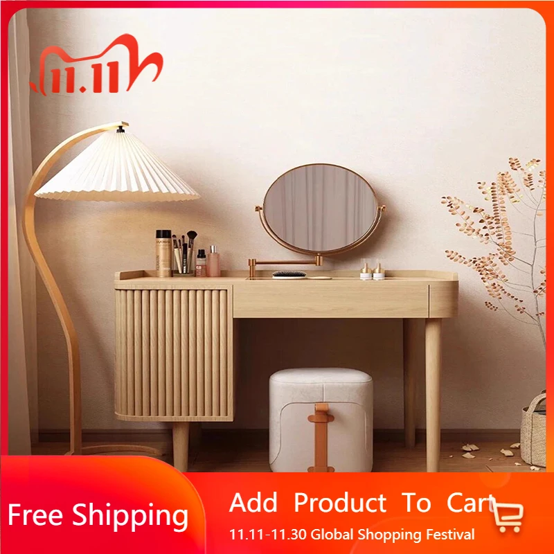 

Vintage Wood Dressing Table Cosmetics Beauty Girl Women Dressing Table Makeup Chair Bedroom Mesa De Maquillaje Home Furniture