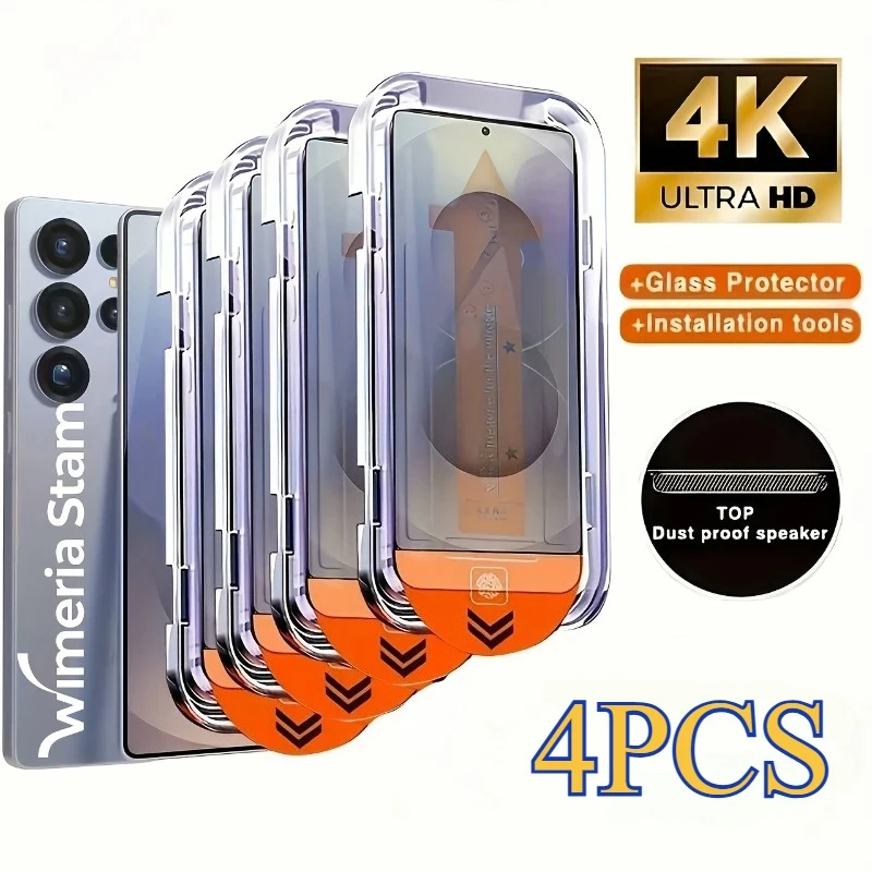 

4PCS HD Dust Free Screen Protector For Samsung A16 5G A36 A16 A15 A35 A14 A13 A34 A32 A12 A06 A05s A22 A23 A25 Tempered Glass
