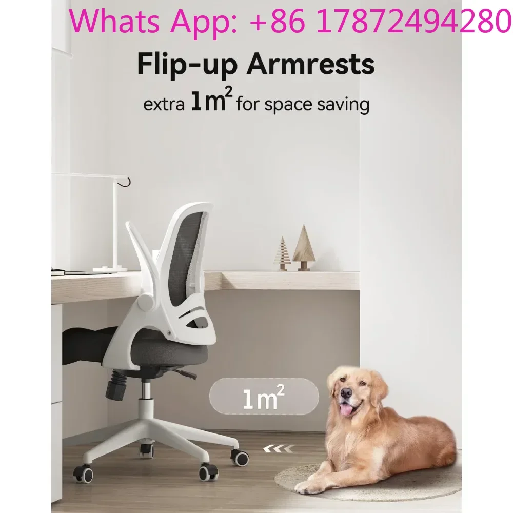 Ergonomic Office Chair with Flip-Up Armrests and Saddle Cushion,  S-Shaped Backrest, Swivel
