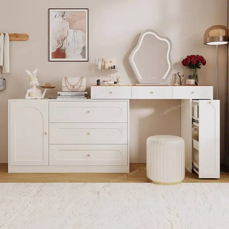 

Cabinet Bedroom Dressing Table Mirror Mobile Modern Cosmetic Make Up Table Storage Set Woman Modern Schminktisch Home Furniture