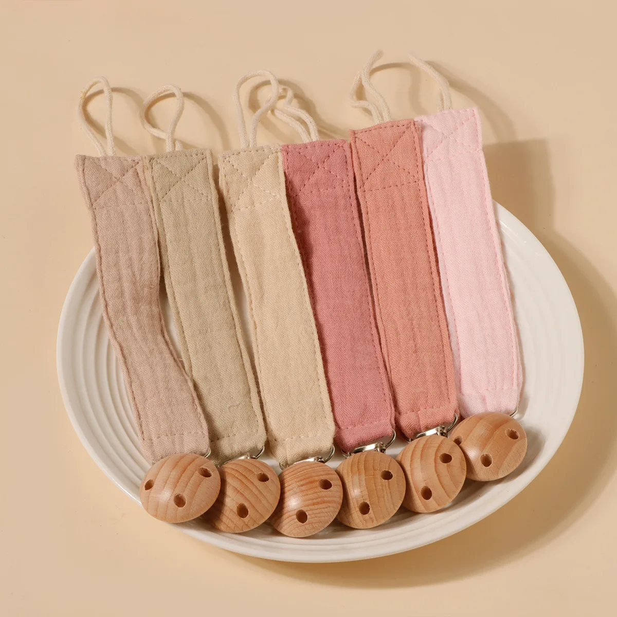 1PcsDouble Layer Pure Cotton Crepe Cloth Nipple Hanging Rope Printed Cotton Baby Pacifier Chain Newborn Beech Pacifier Clip Gift