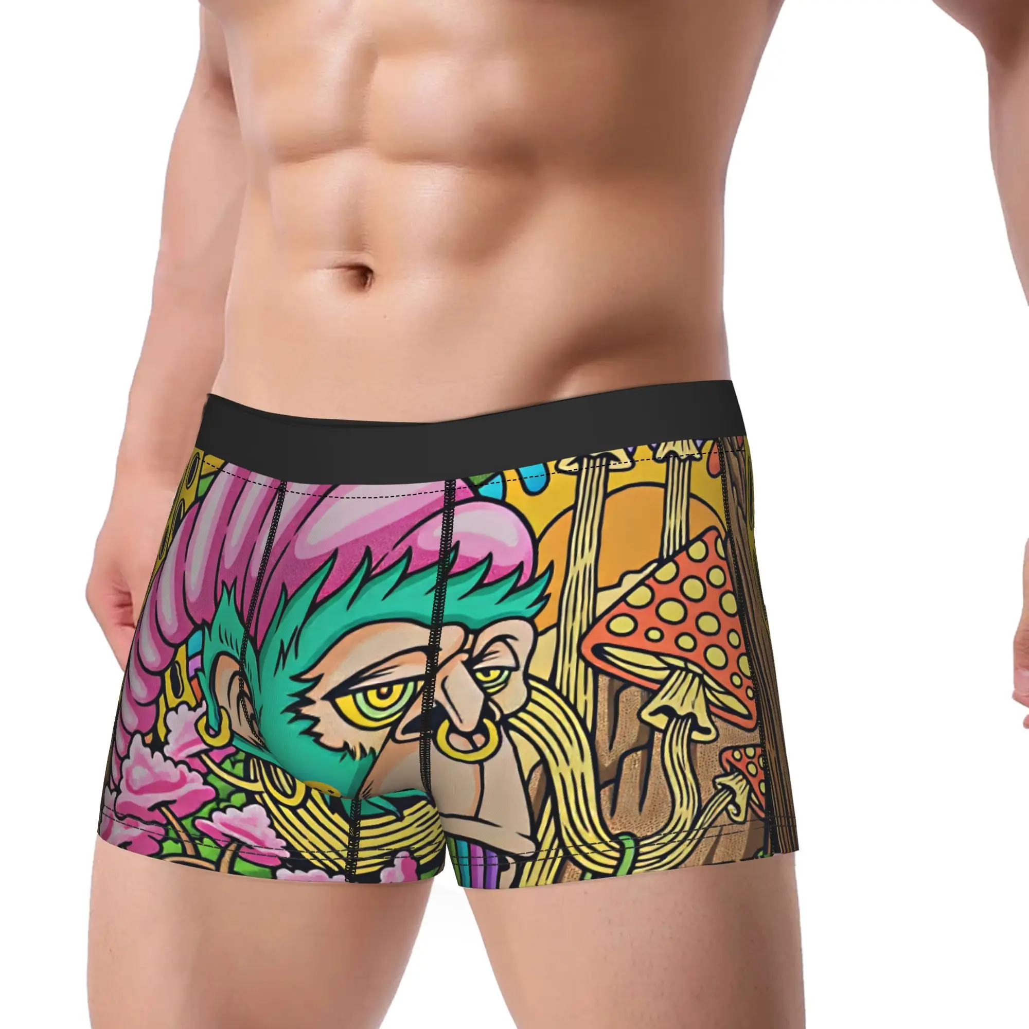 Trippy Monkey Rainbow Mushroom Psychedelic Underwear Men Boxer Brief Soft Trend Boxershorts Quality Custom DIY Plus Size Panties