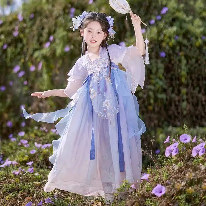 

Traditional Flower Fairy Hanfu Girls Palace Style Princess Flying Dance Dress Halloween Event Performance Clothing Kid Tang Suit