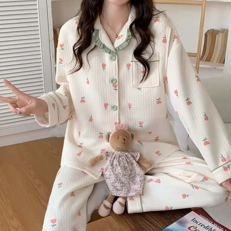 Extra Large Size Maternity Pajama Set Autumn Winter Women Air Cotton Confinement Clothing Casual Sweat Absorbing Homewear Suit