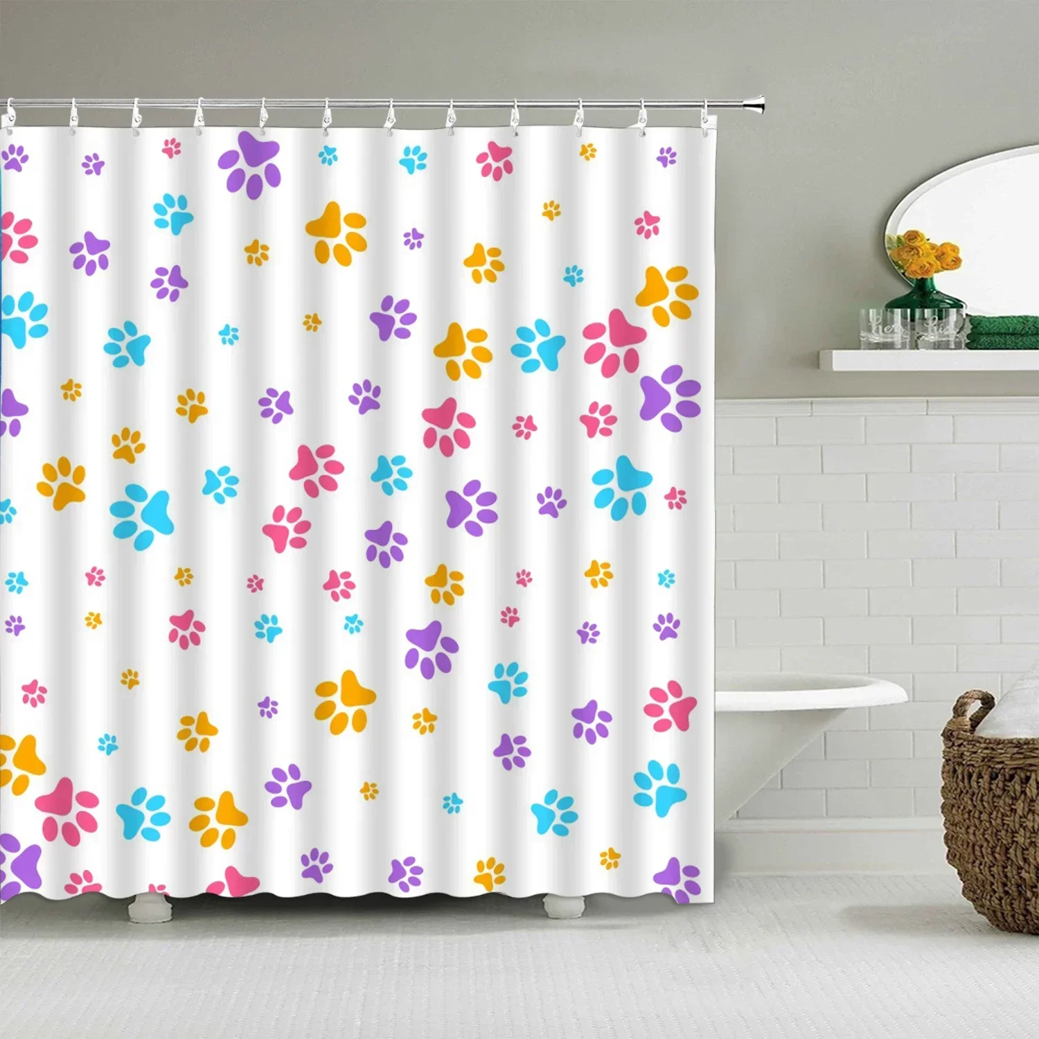 Rainbow Pattern Shower Curtain: Colorful, Whimsical Bathroom Decor for Bright, Cheerful Ambiance and Joyful Vibesc
