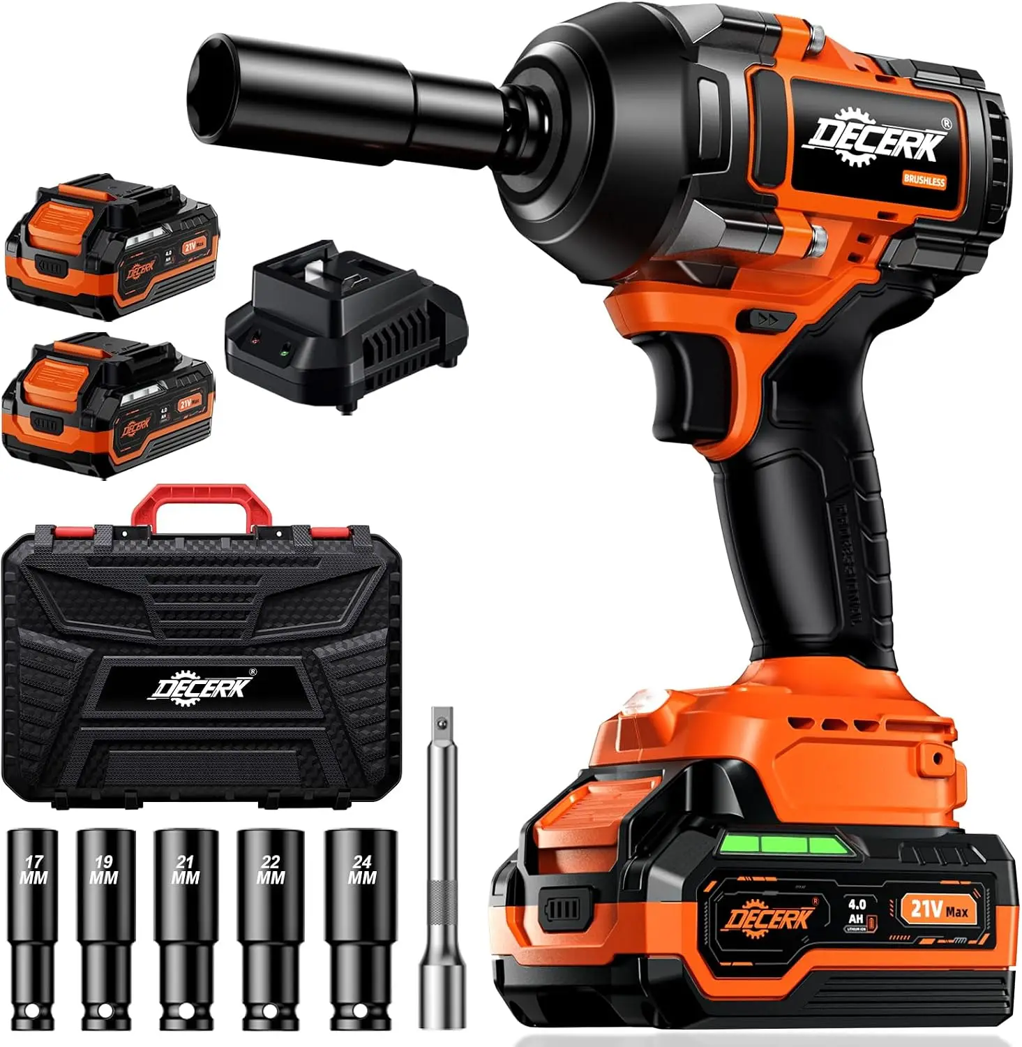 

900Nm High-Torque Impact Wrench - Covers 94% OEM Torque Specs for Trucks, SUVs & Farm Equipment [4000mAh Dual Batteries] [1/2 Inch] [21V MAX] Brushless Cordless