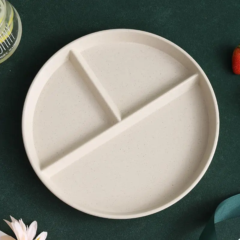 Multi styles Round Divided Dinner Plate Microwave Food Plates Fruit Salad Serving Tray Kitchen Tableware Plastic Dinner Dishes